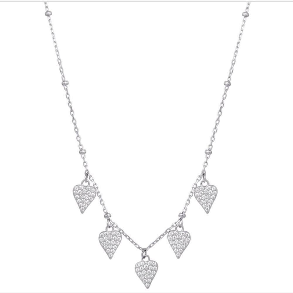 NWT Giani Bernini Cubic Zirconia Dangle Heart 18 Necklace in Sterling Silver